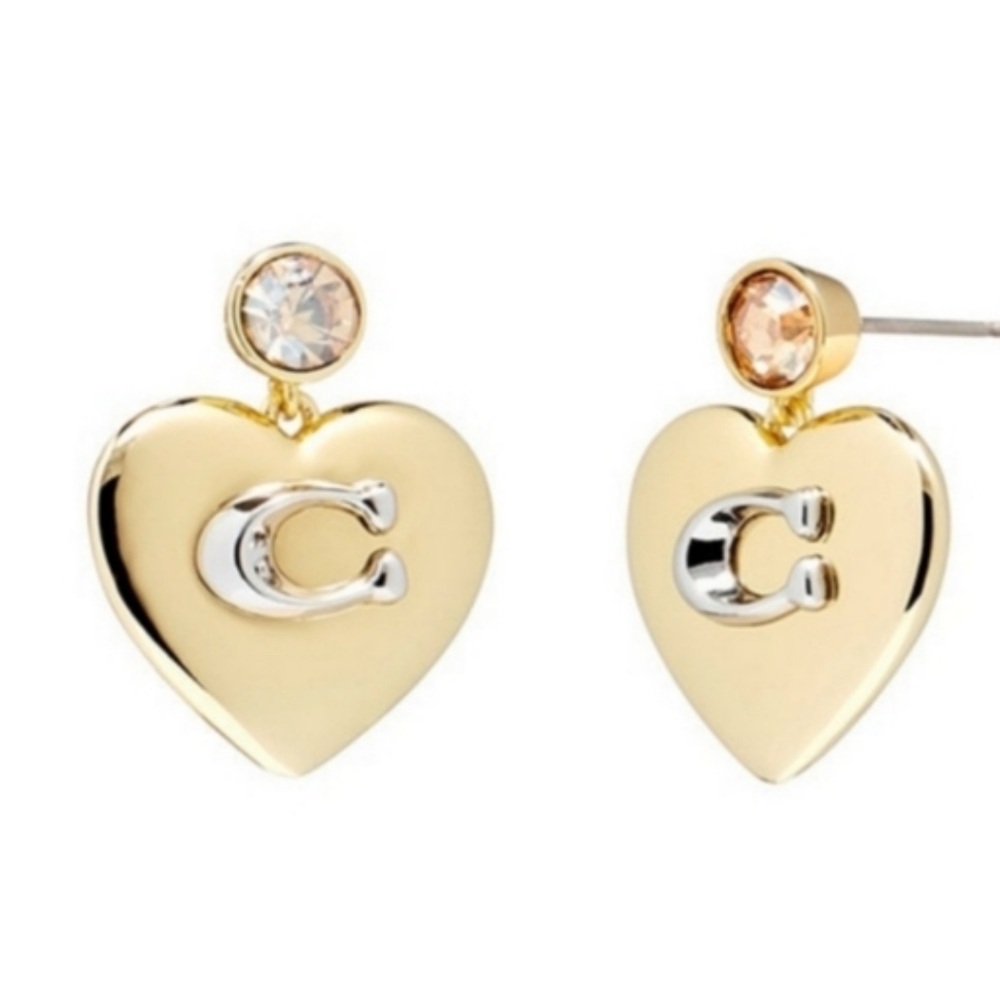 NWT Coach Gold Heart Earrings
